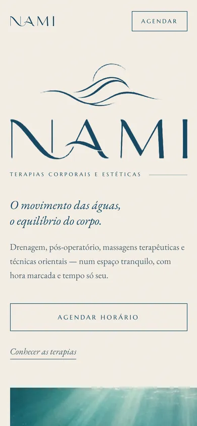 Site do Studio Nami no celular