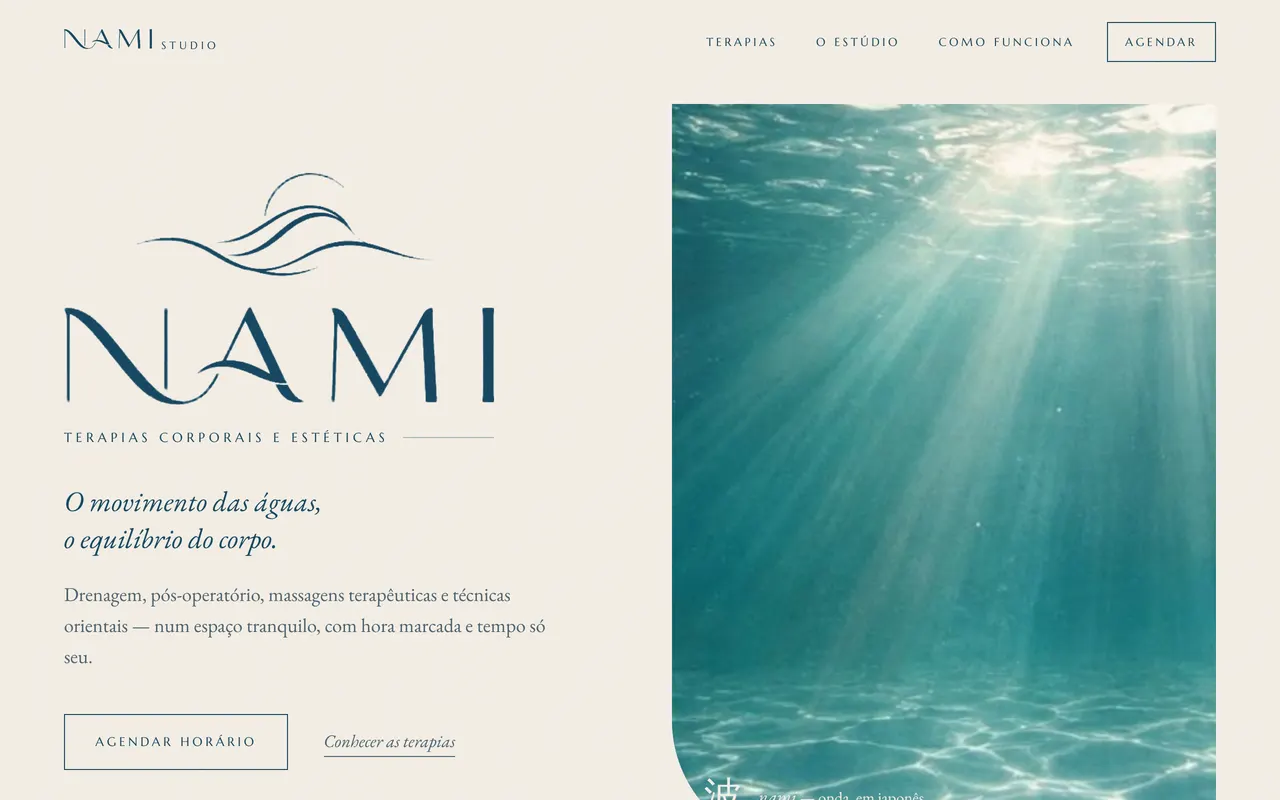 Site do Studio Nami no computador